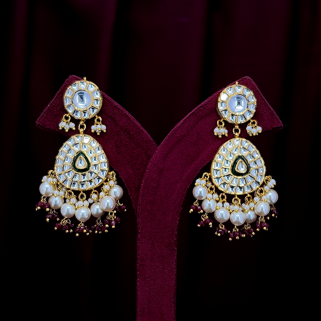 Royal Polki Diamond Drop Earrings in 18K Gold