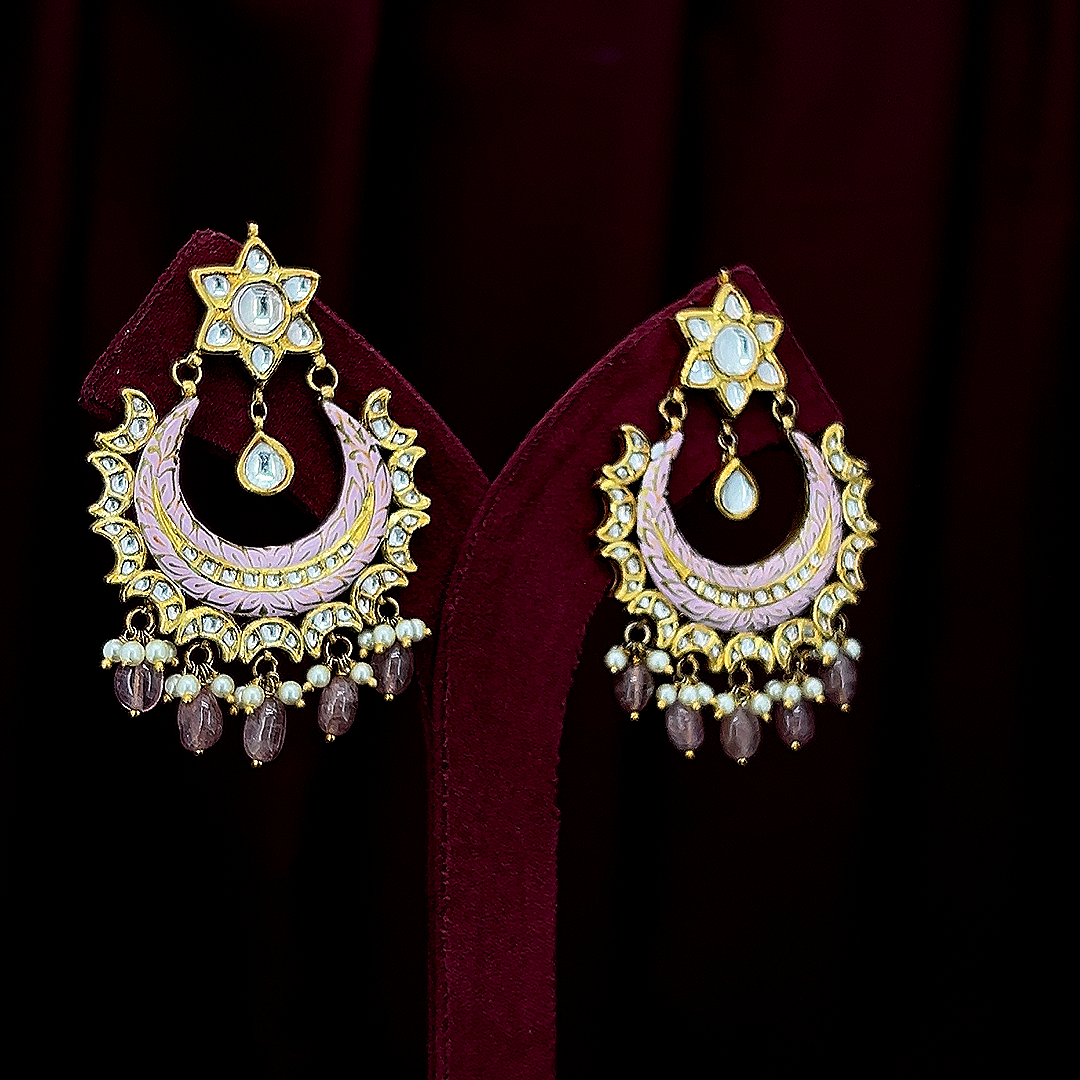 Natural Diamond Polki Earrings in 18K Gold IGI Certified