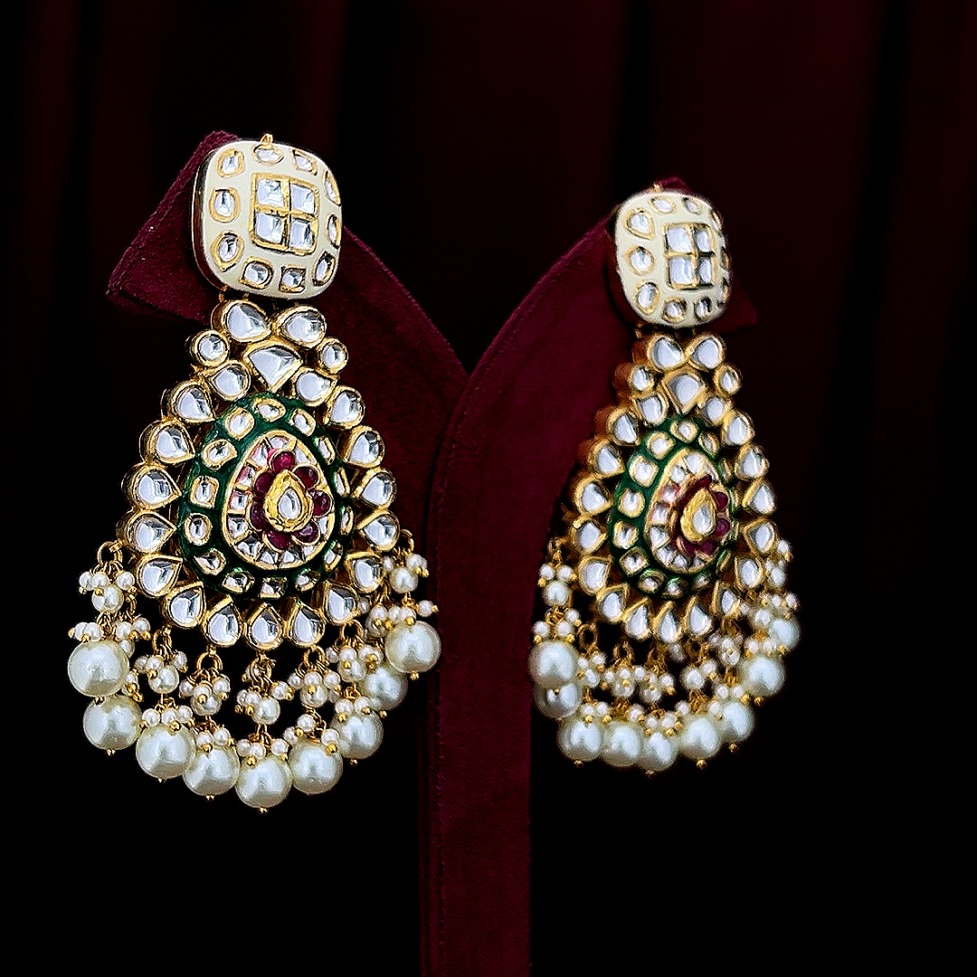 Handcrafted Natural Polki Diamond Earrings for Women
