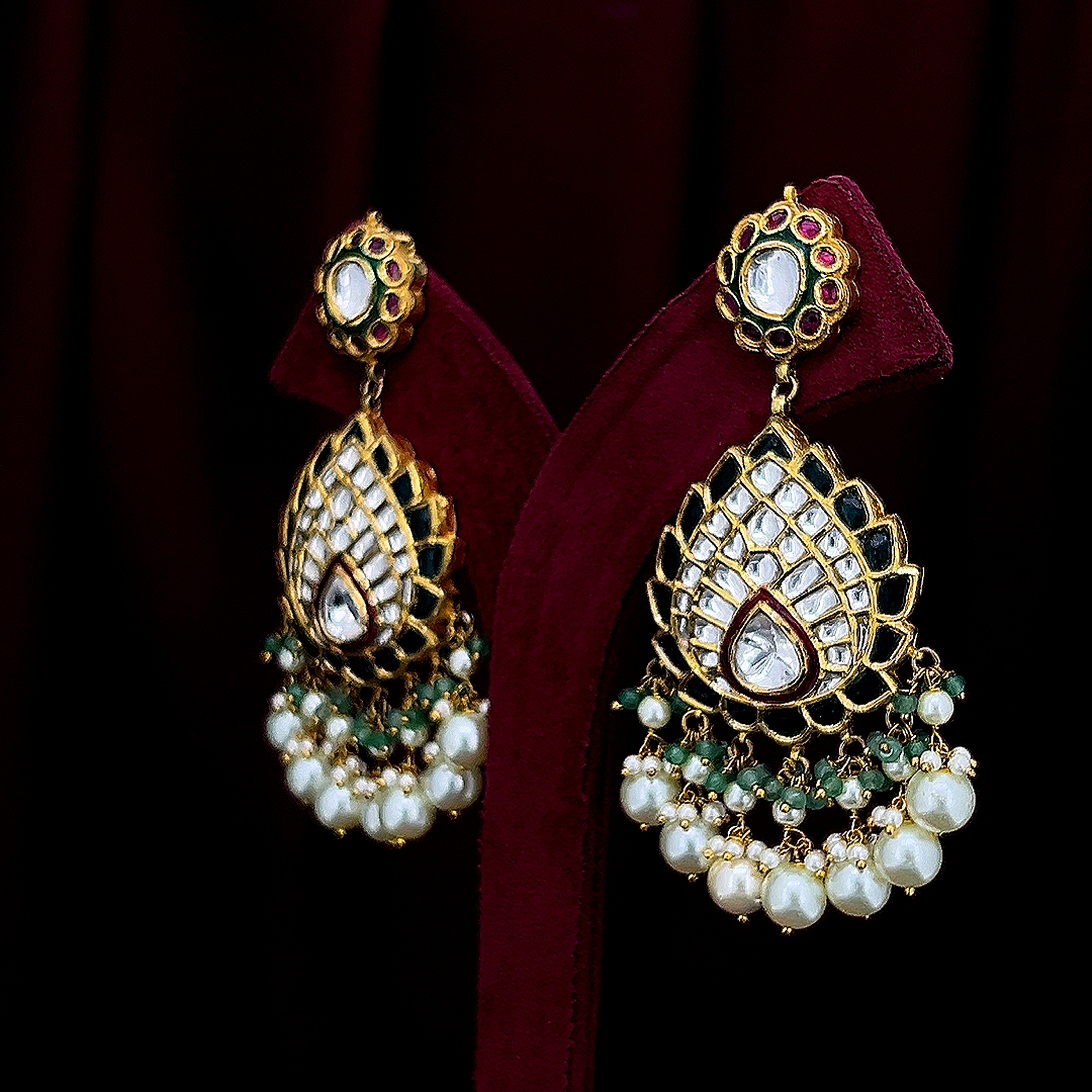 Luxury Polki Diamond Earrings for Women in Hallmarked Gold