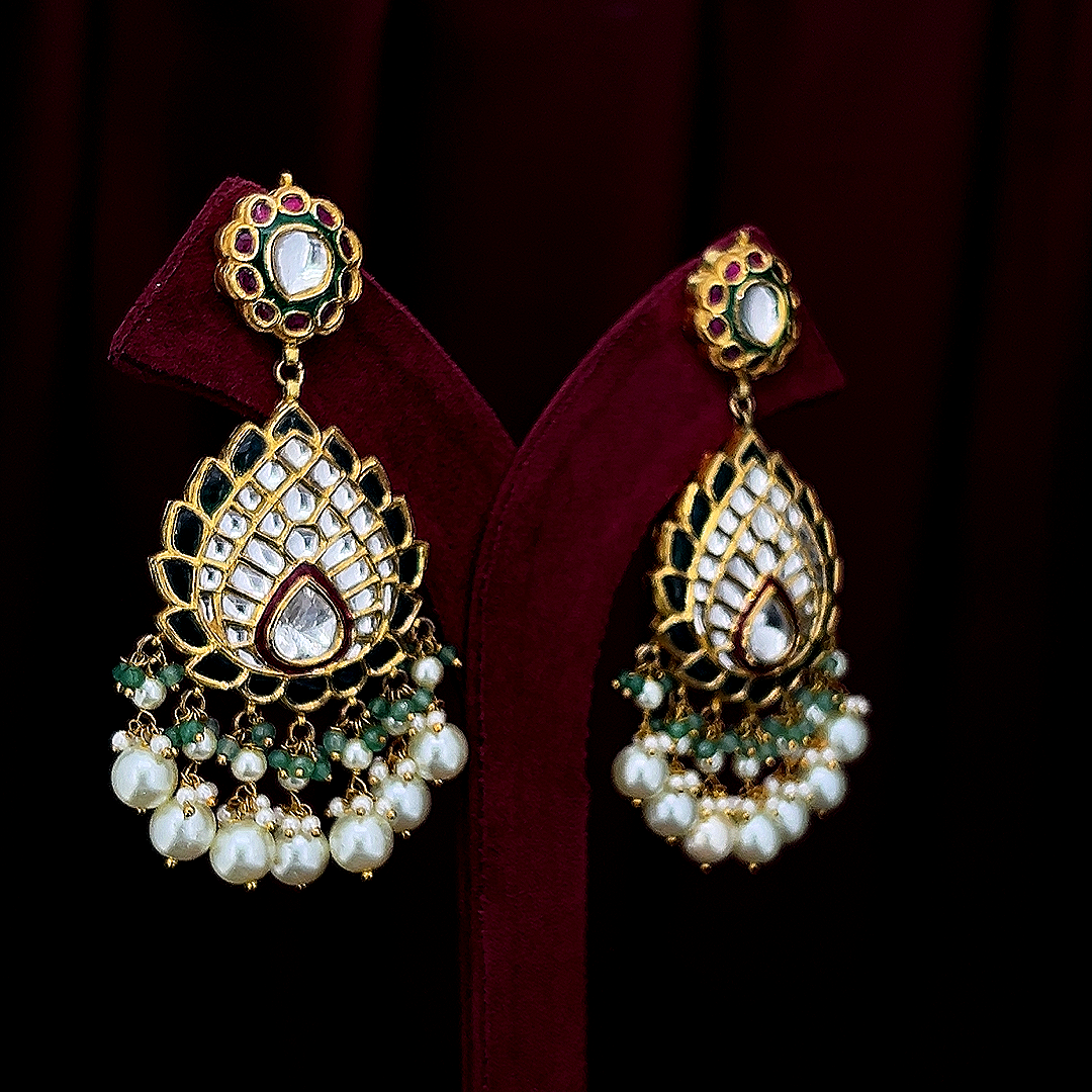 Luxury Polki Diamond Earrings for Women in Hallmarked Gold