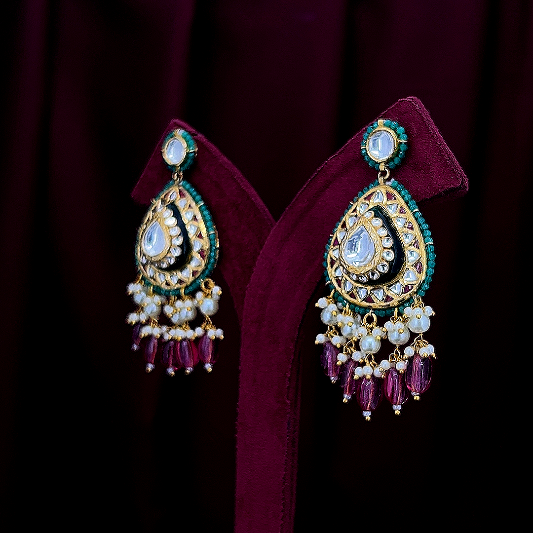 Natural Diamond Polki Earrings in 18K Gold IGI Certified