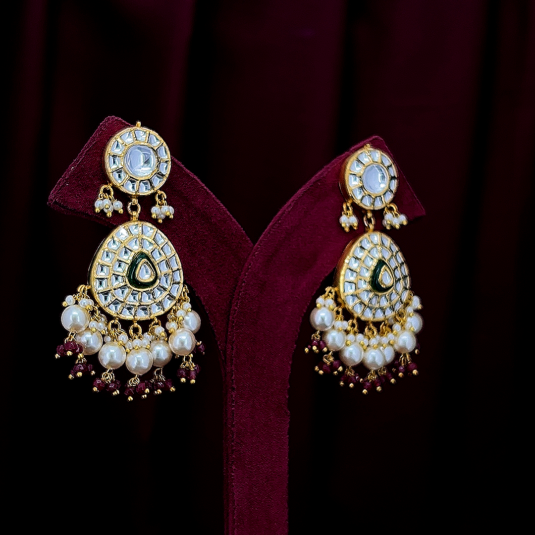 Royal Polki Diamond Drop Earrings in 18K Gold
