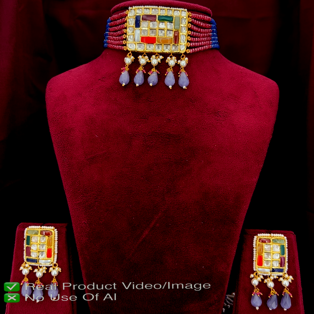 Natural Diamond Polki Necklace Sets with Authentic Craftsmanship