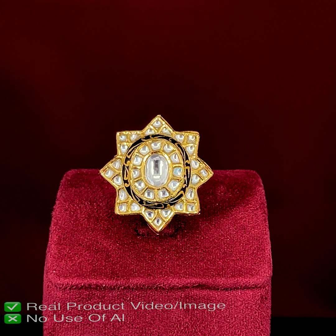 Real Polki Diamond Rings for Women in Gold