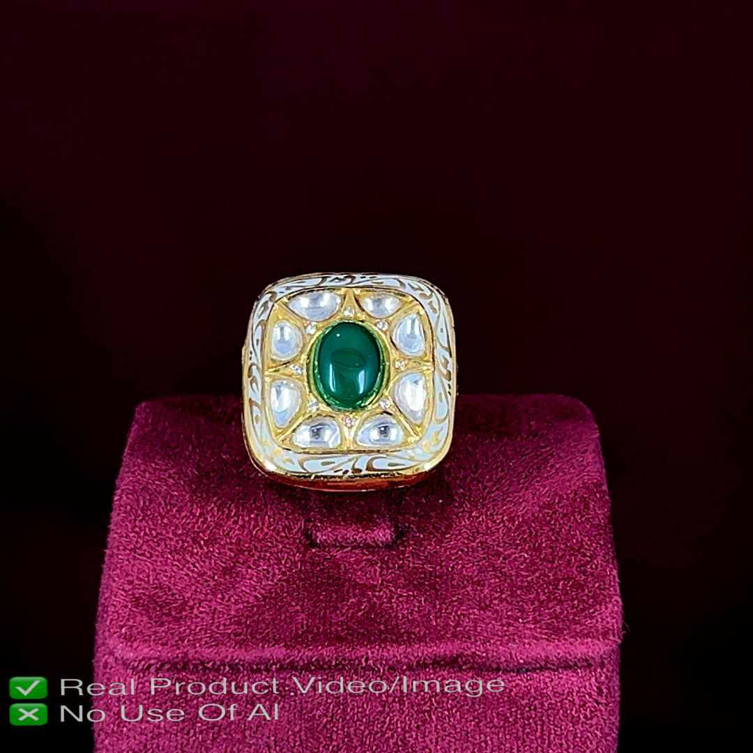Certified Natural Polki Diamond Rings in Gold
