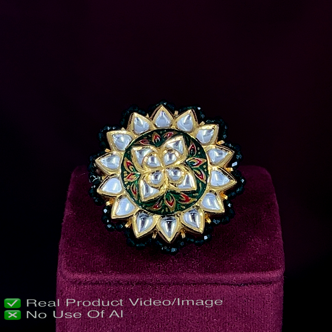 Real Polki Diamond Rings for Women in Gold