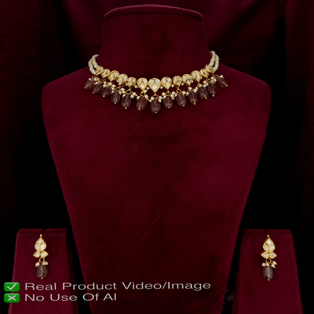 Designer Natural Diamond Polki Necklace Sets