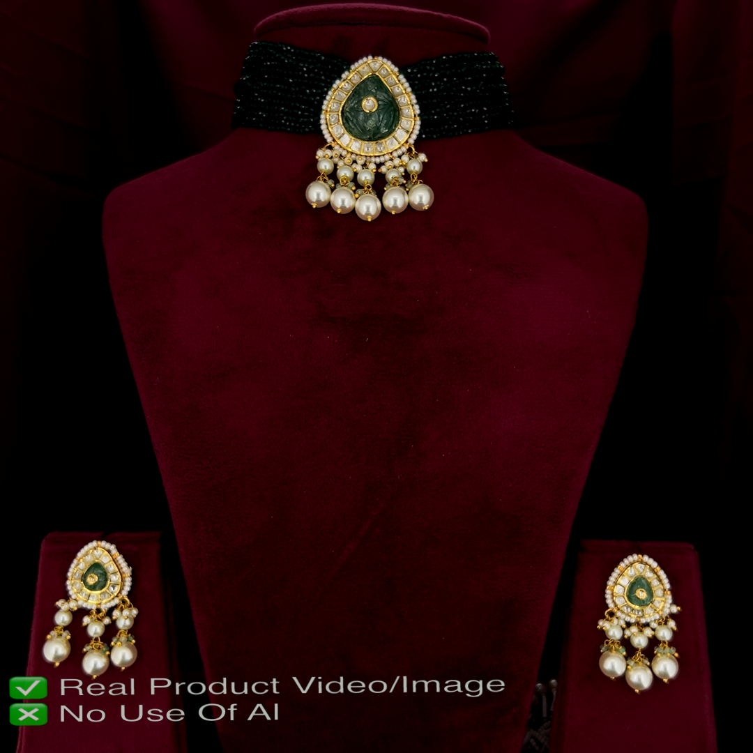 Royal Natural Diamond Polki Bridal Necklace Sets