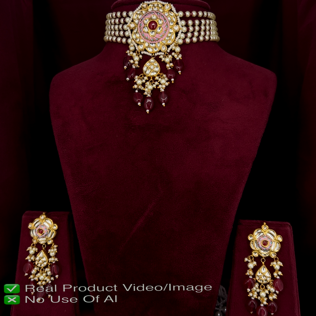 Natural Diamond Polki Necklace Sets for Luxury Weddings