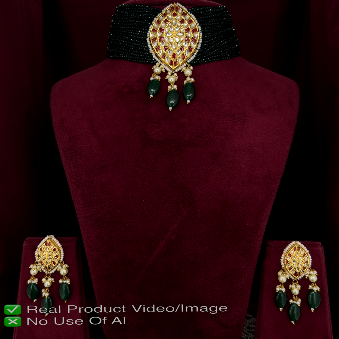 Natural Diamond Polki Necklace Sets with 18K HUID Gold
