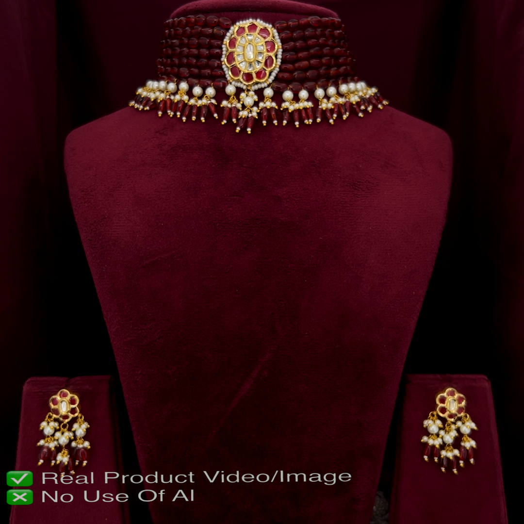 Natural Diamond Polki Choker Set
