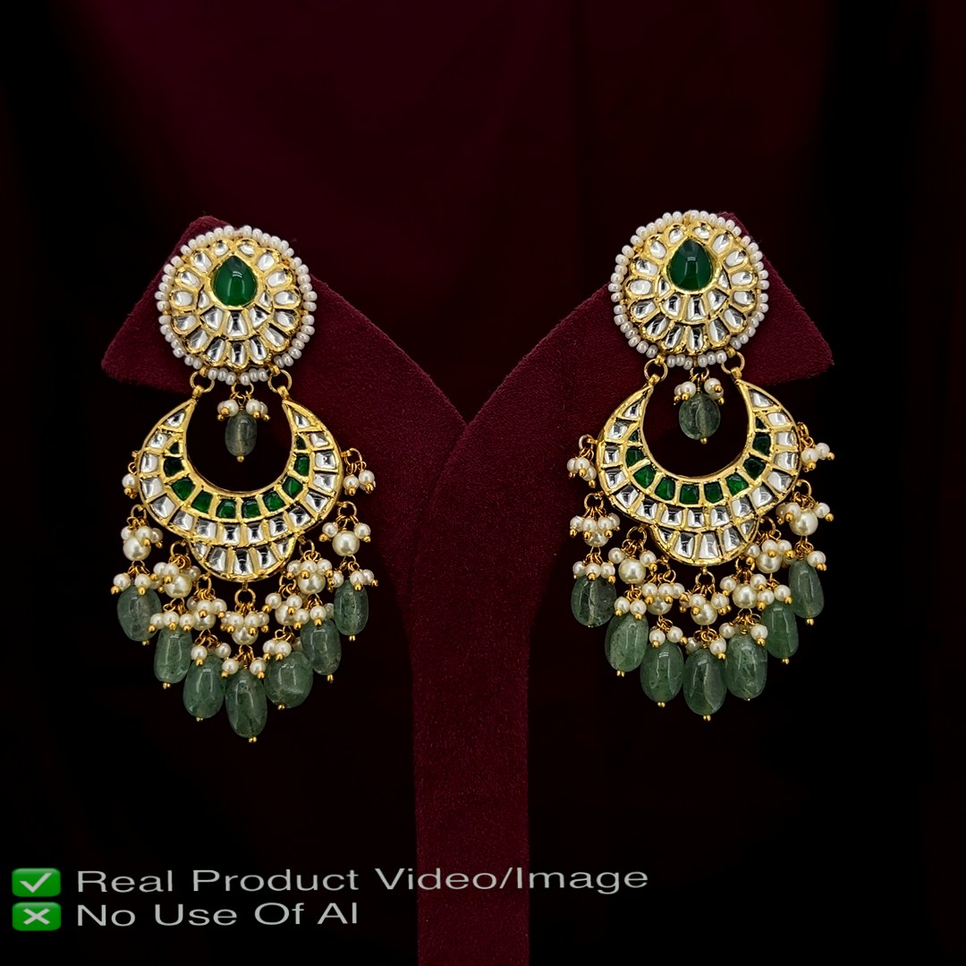 Natural Diamond Polki Earrings in 18 Karat Gold