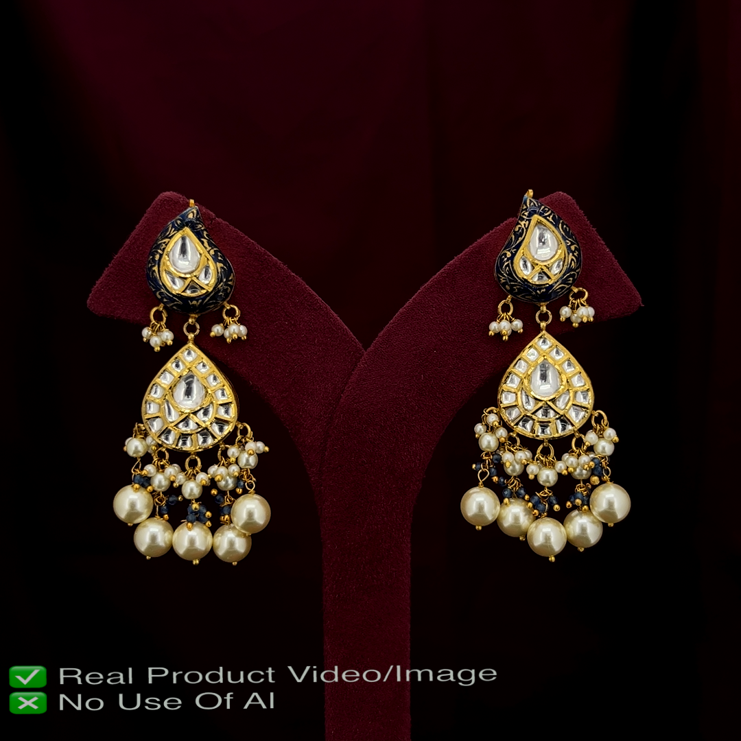 Elegant Gold Polki Earrings with Natural Uncut Diamonds