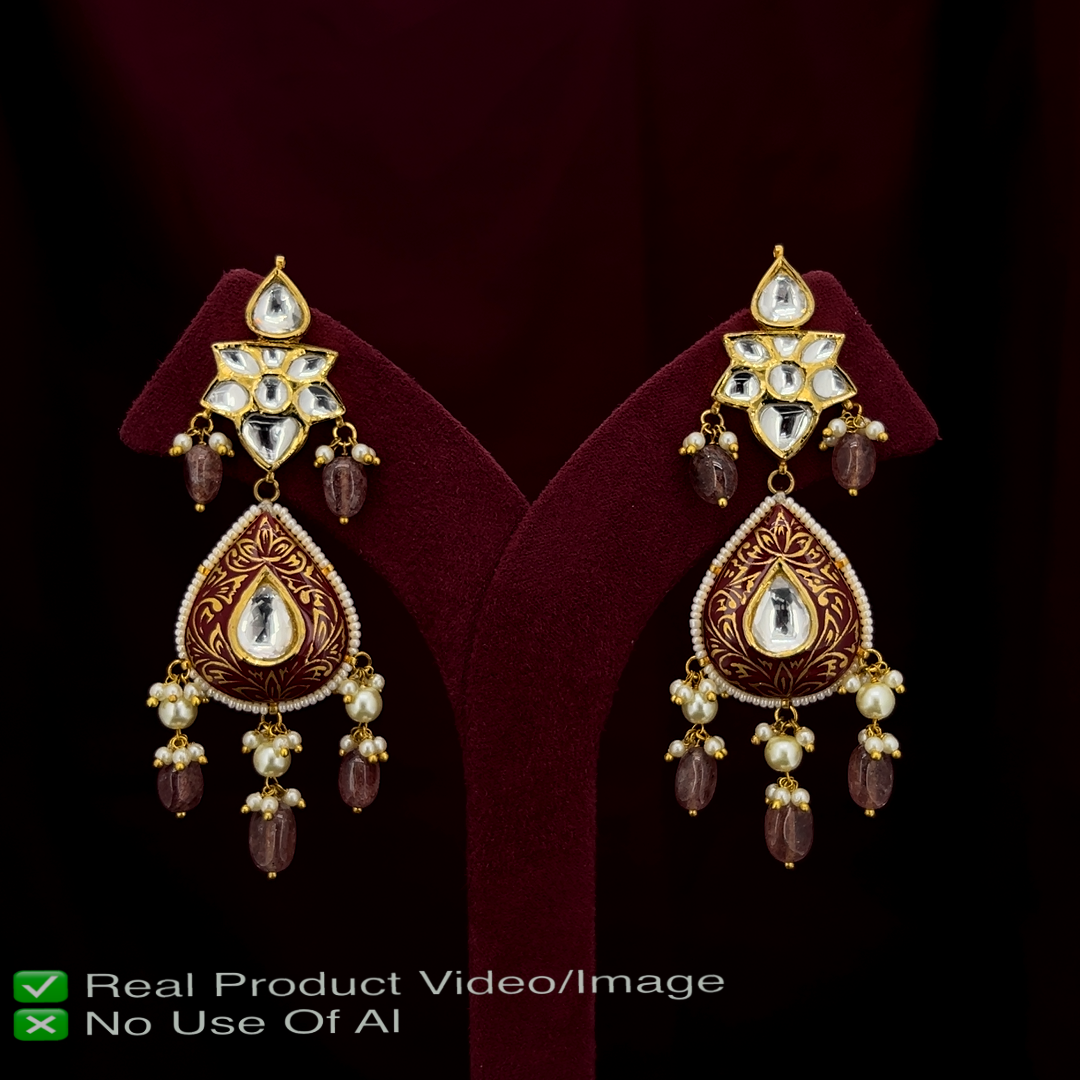 Gold Polki Earrings with 100% IGI Certified Diamonds