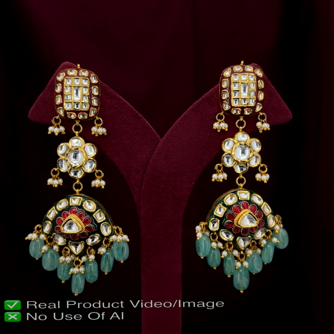 Heritage Gold Polki Earrings with HUID Hallmark