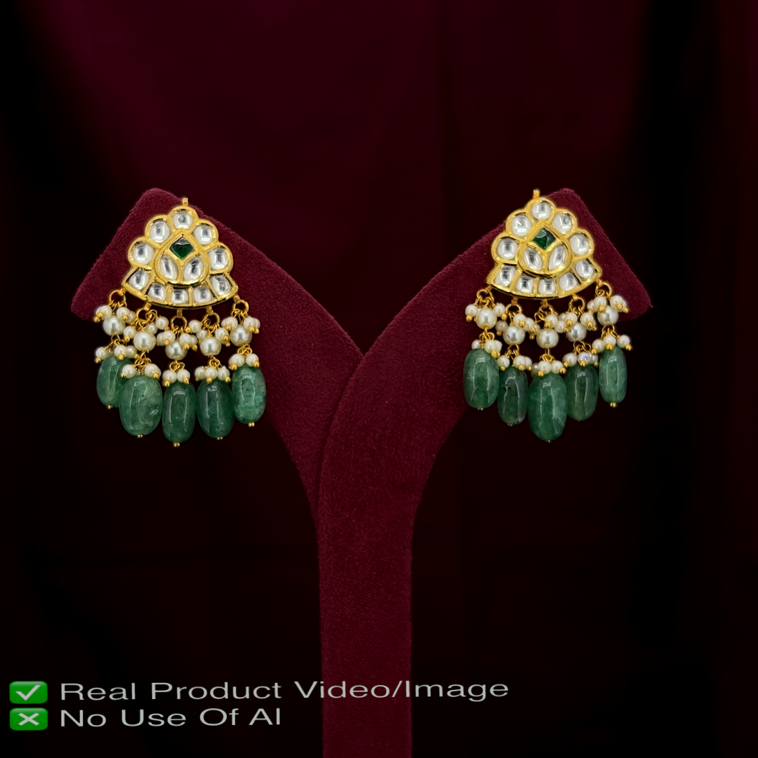 Heritage Natural Polki Earrings in 18 Karat Gold