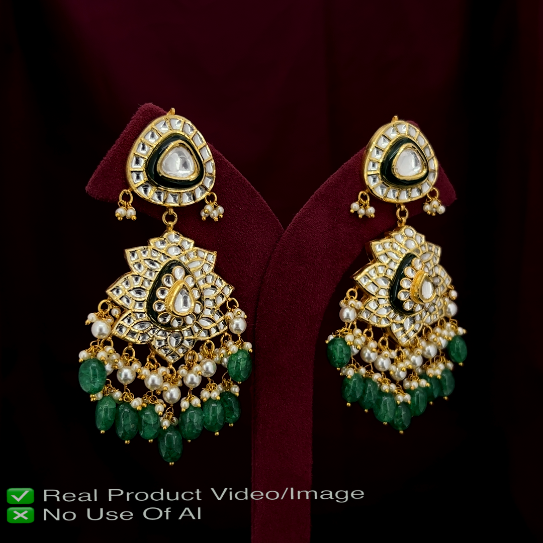 Gold Polki Earrings with Authentic Heritage Craftsmanship