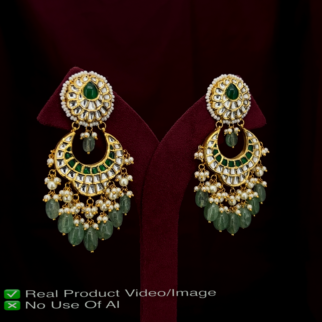Natural Diamond Polki Earrings in 18 Karat Gold