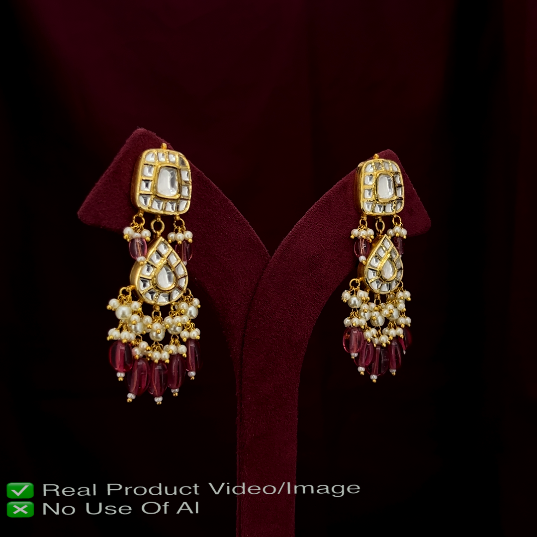 Big Polki Earrings in Solid 18 Karat Gold