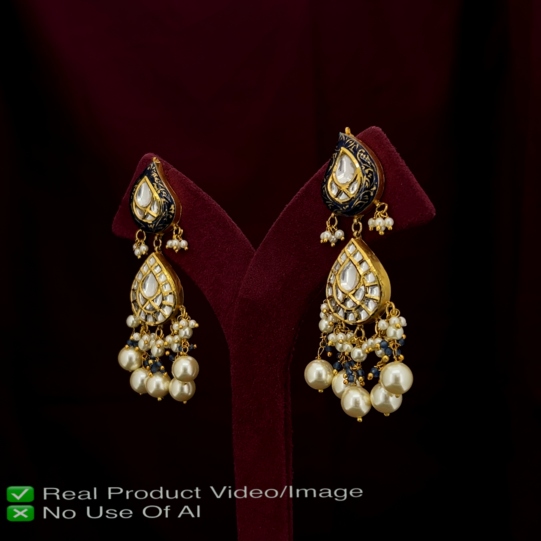 Elegant Gold Polki Earrings with Natural Uncut Diamonds
