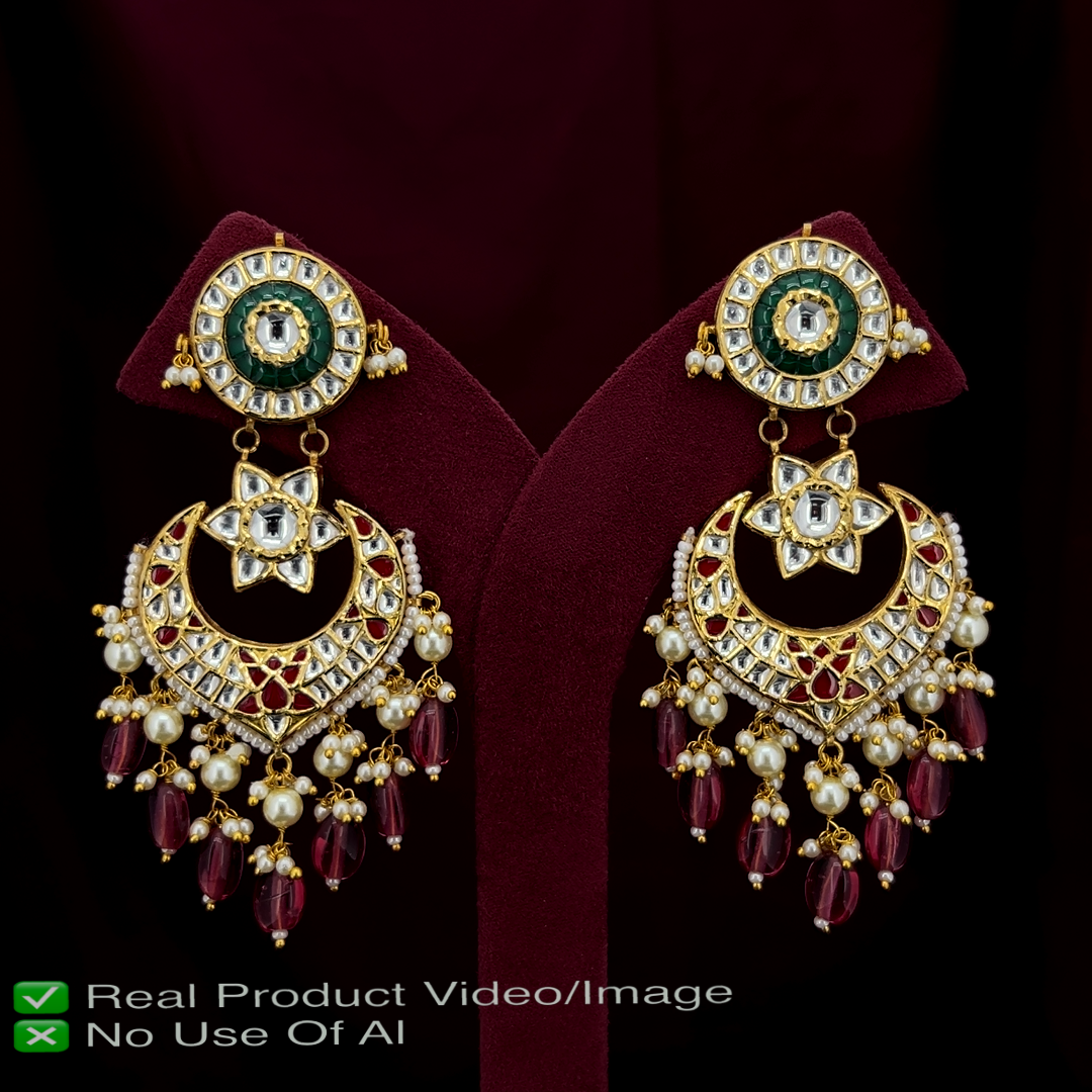 Gold Polki Earrings with Authentic Craftsmanship
