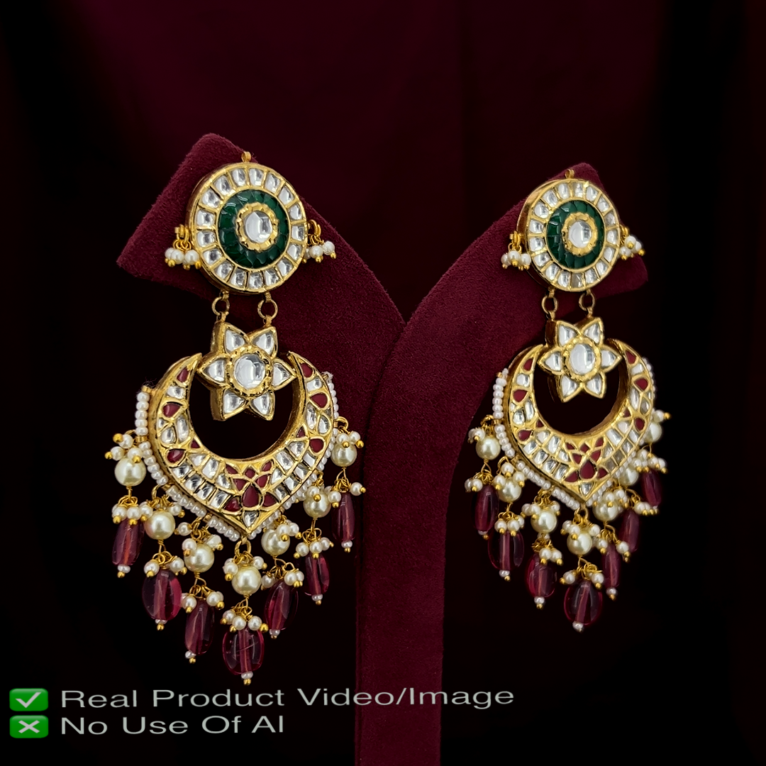 Gold Polki Earrings with Authentic Craftsmanship