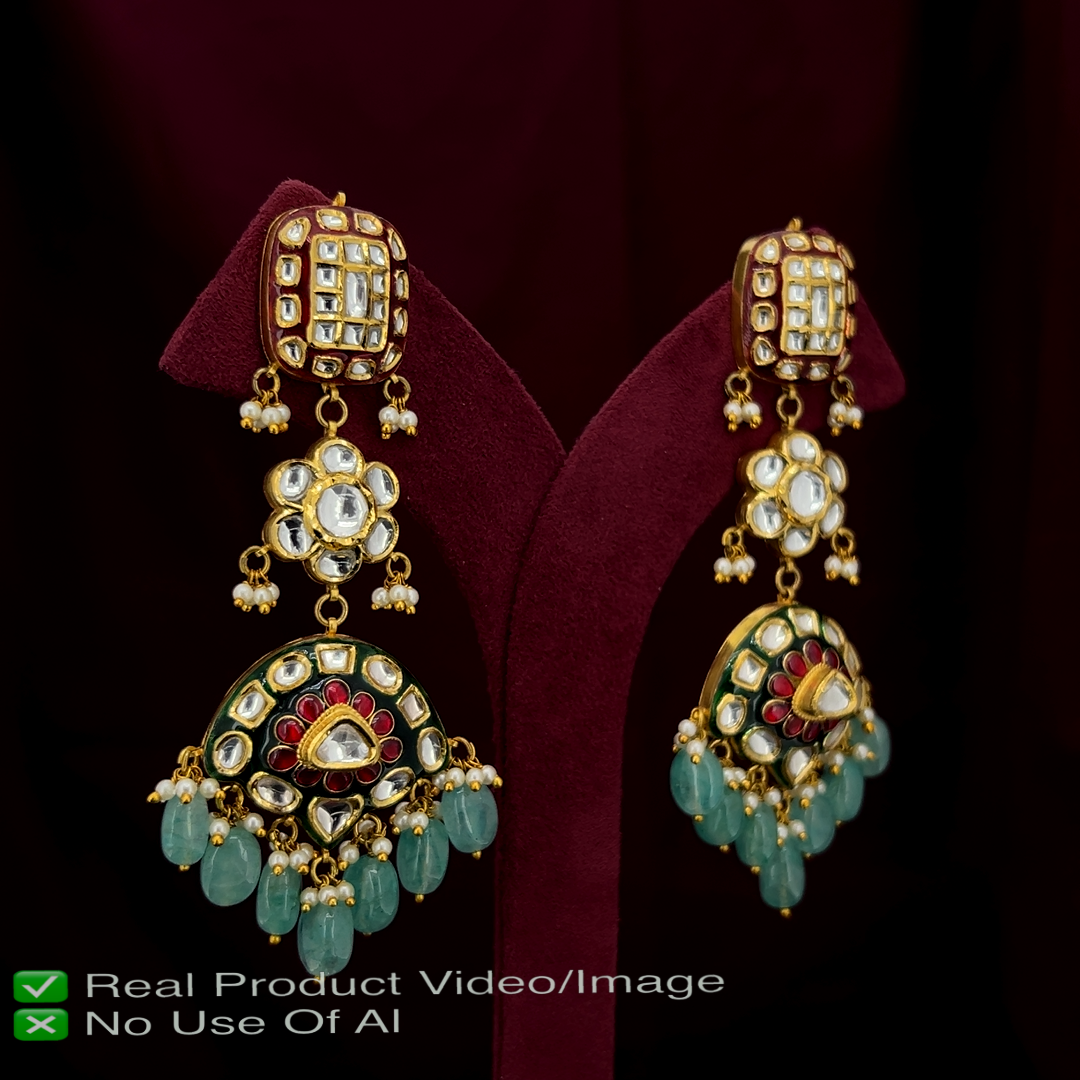 Heritage Gold Polki Earrings with HUID Hallmark