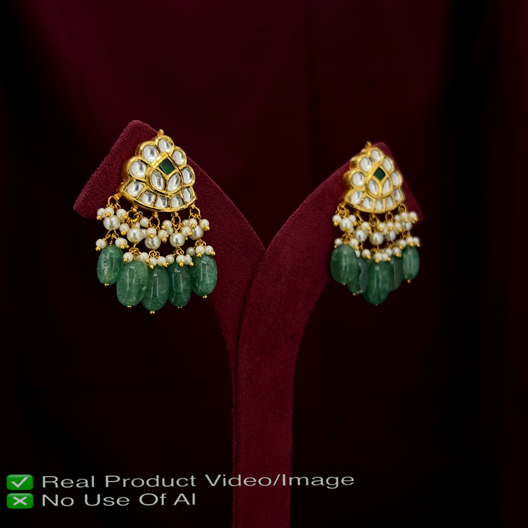 Heritage Natural Polki Earrings in 18 Karat Gold