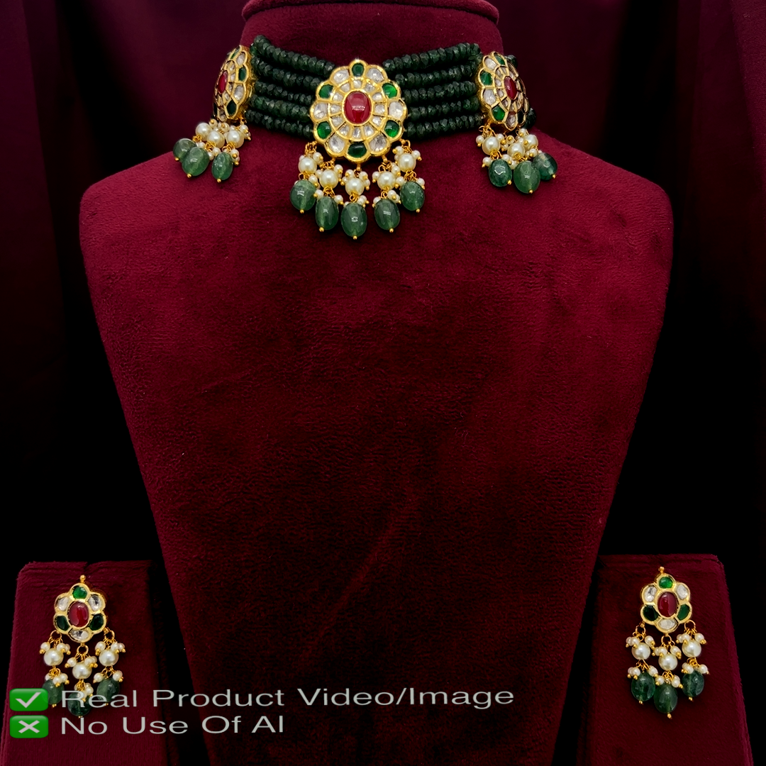 Natural Diamond Polki Choker Set