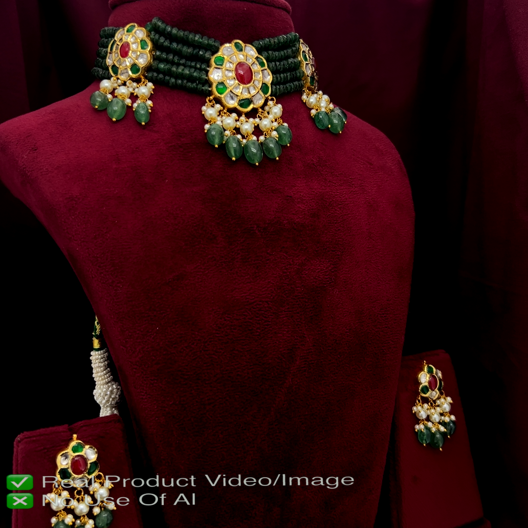 Natural Diamond Polki Choker Set