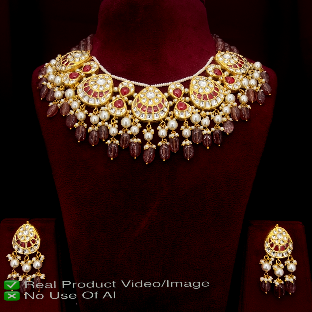 Authentic Natural Diamond Polki Necklace Collection