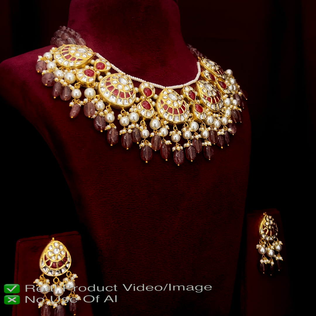 Authentic Natural Diamond Polki Necklace Collection