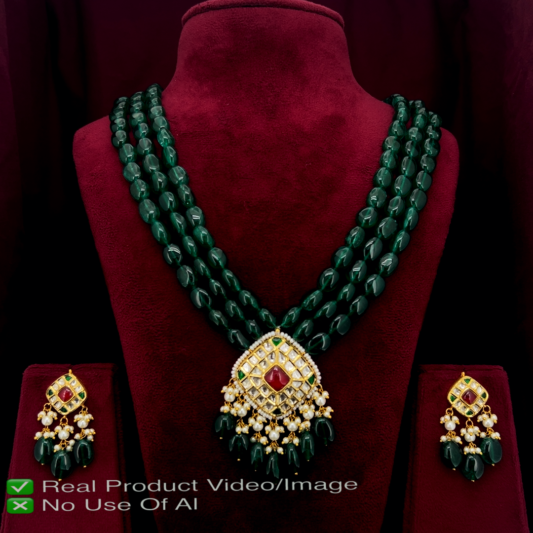 Designer Natural Diamond Polki Necklace Sets