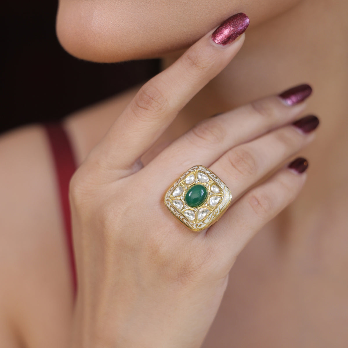 Certified Natural Polki Diamond Rings in Gold