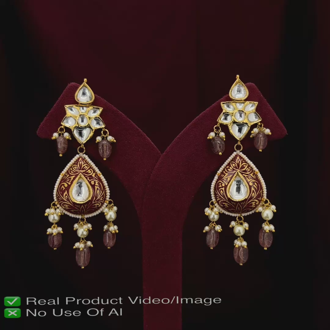 Gold Polki Earrings with 100% IGI Certified Diamonds