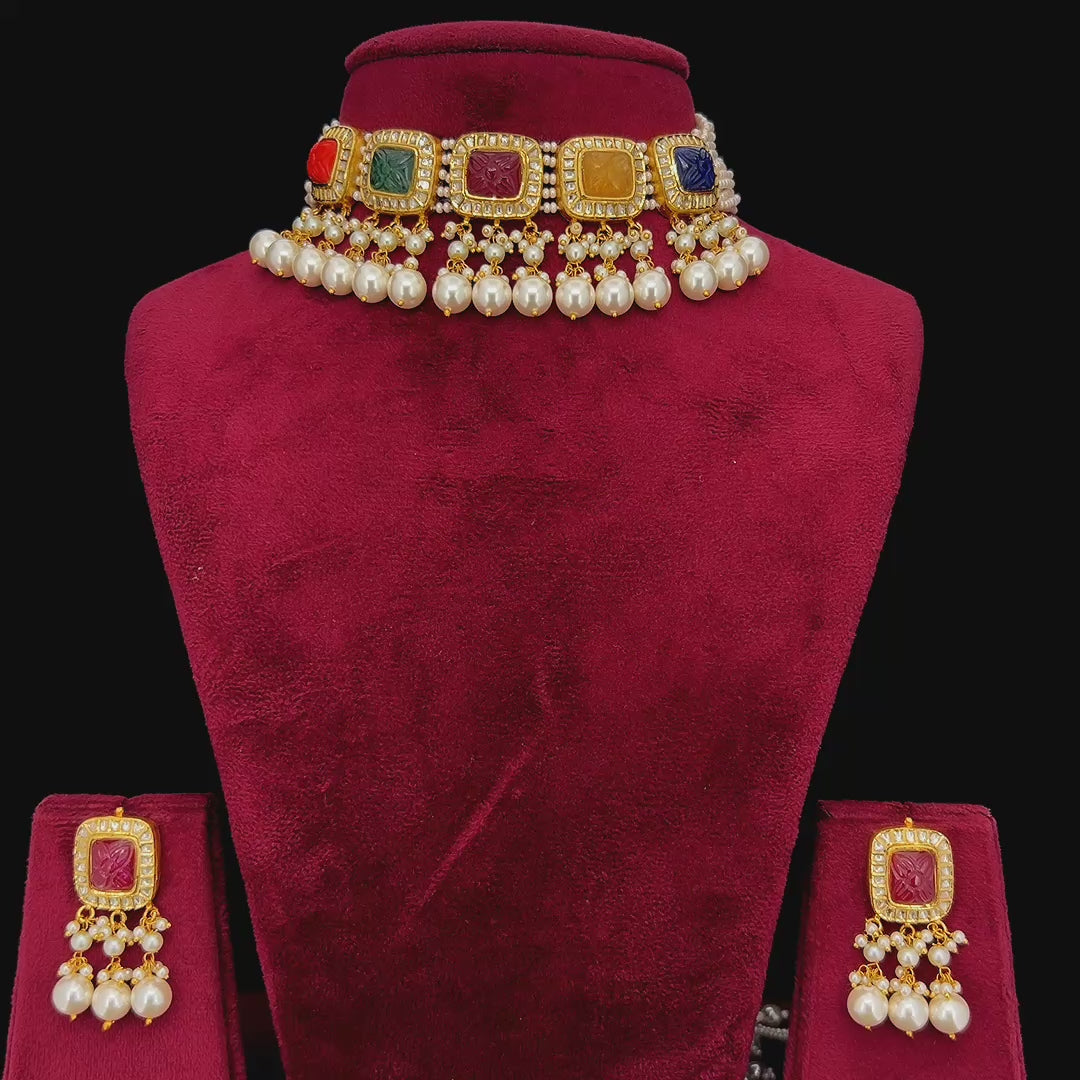 Navratan Polki Choker Set
