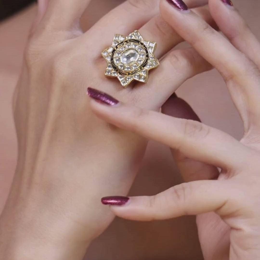 Real Polki Diamond Rings for Women in Gold