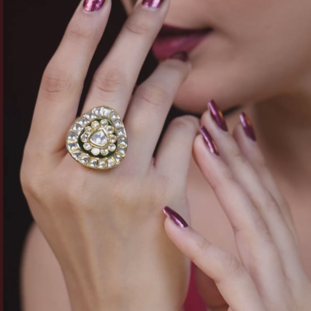 Modern Polki Diamond Rings in Hallmarked Gold