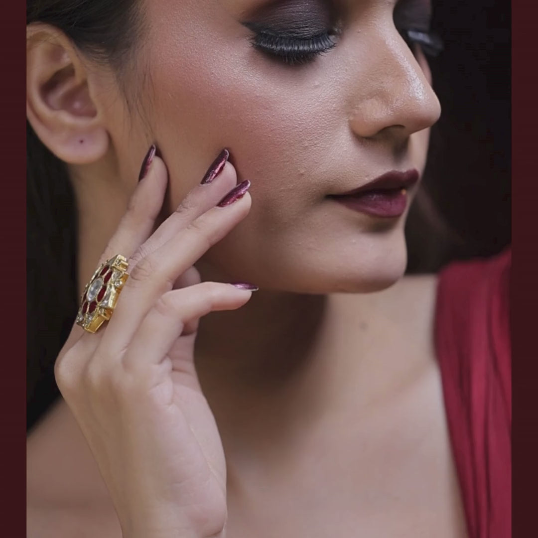 Bridal Polki Diamond Rings in Hallmarked Gold