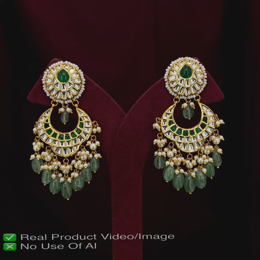 Natural Diamond Polki Earrings in 18 Karat Gold