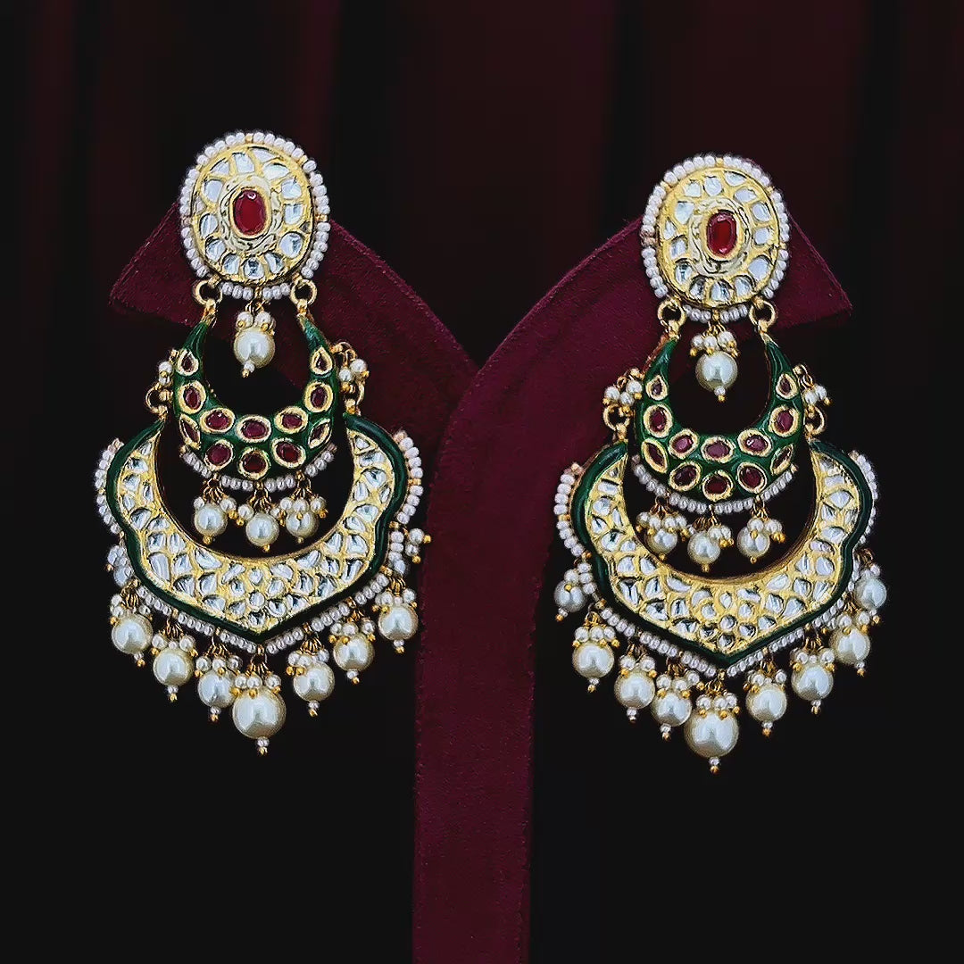 Designer Polki Diamond Earrings in 18K HUID Hallmarked Gold