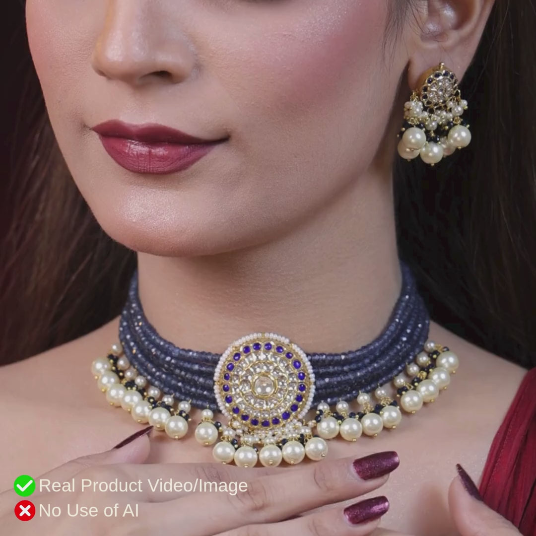 Traditional Indian Natural Diamond Polki Necklace Sets