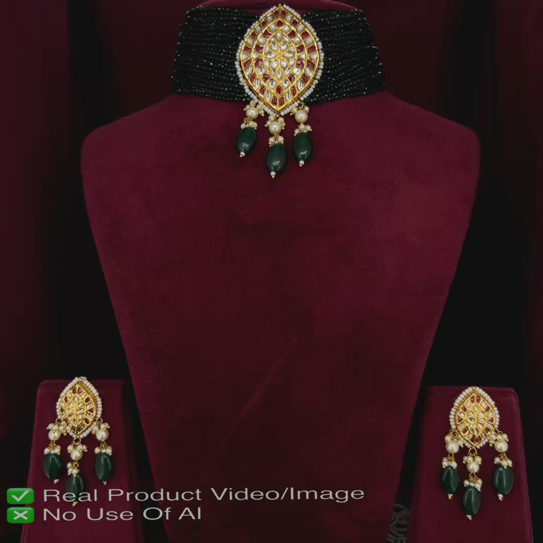 Natural Diamond Polki Necklace Sets with 18K HUID Gold