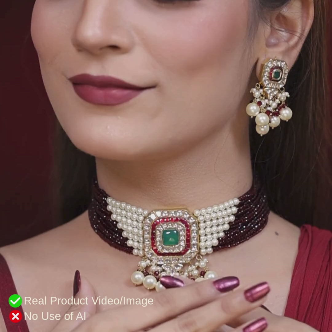 Elegant Natural Diamond Polki Necklace Designs