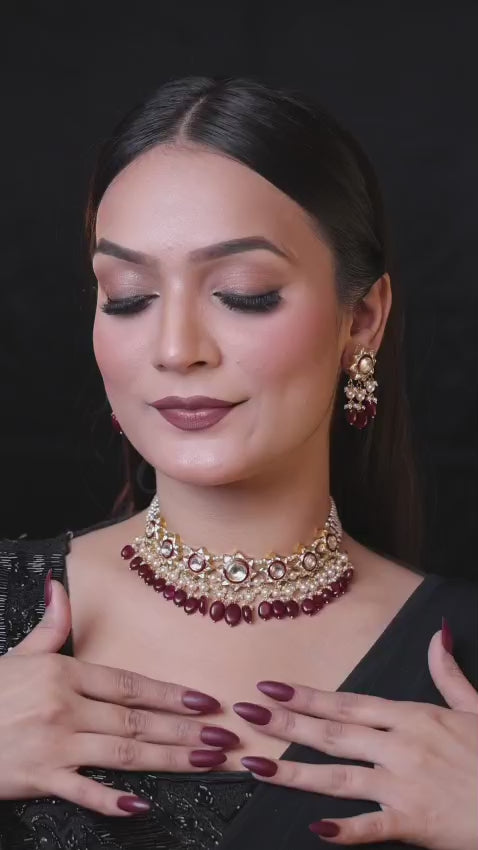 Natural Diamond Polki Choker Set in 18 Karat Gold