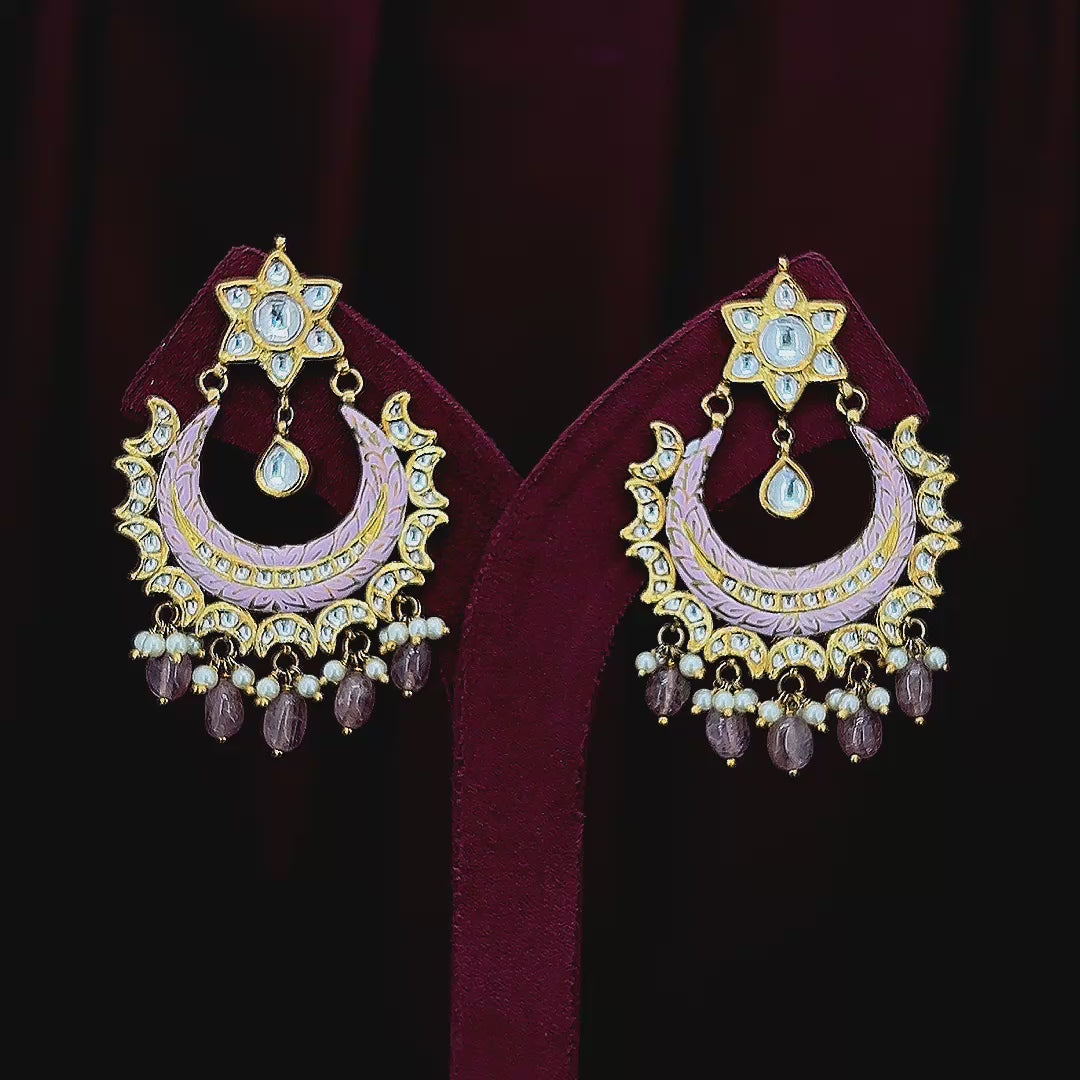 Natural Diamond Polki Earrings in 18K Gold IGI Certified