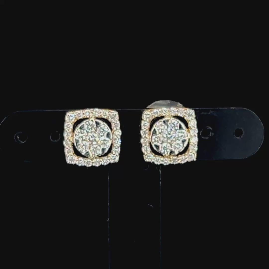 Square Halo Diamond Studs