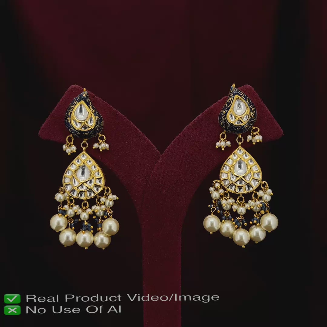 Elegant Gold Polki Earrings with Natural Uncut Diamonds