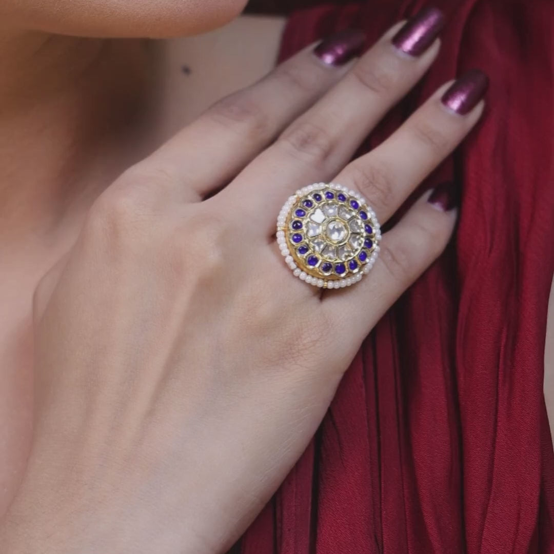 Certified Natural Polki Diamond Rings in Gold